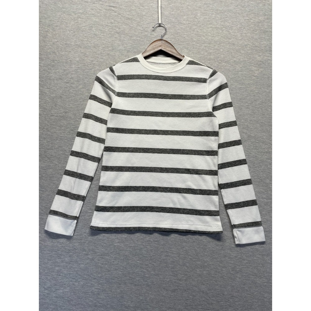 Urban Pipeline T Shirt Womens M White Gray Striped Cotton Long Sleeve Crew‎ Neck